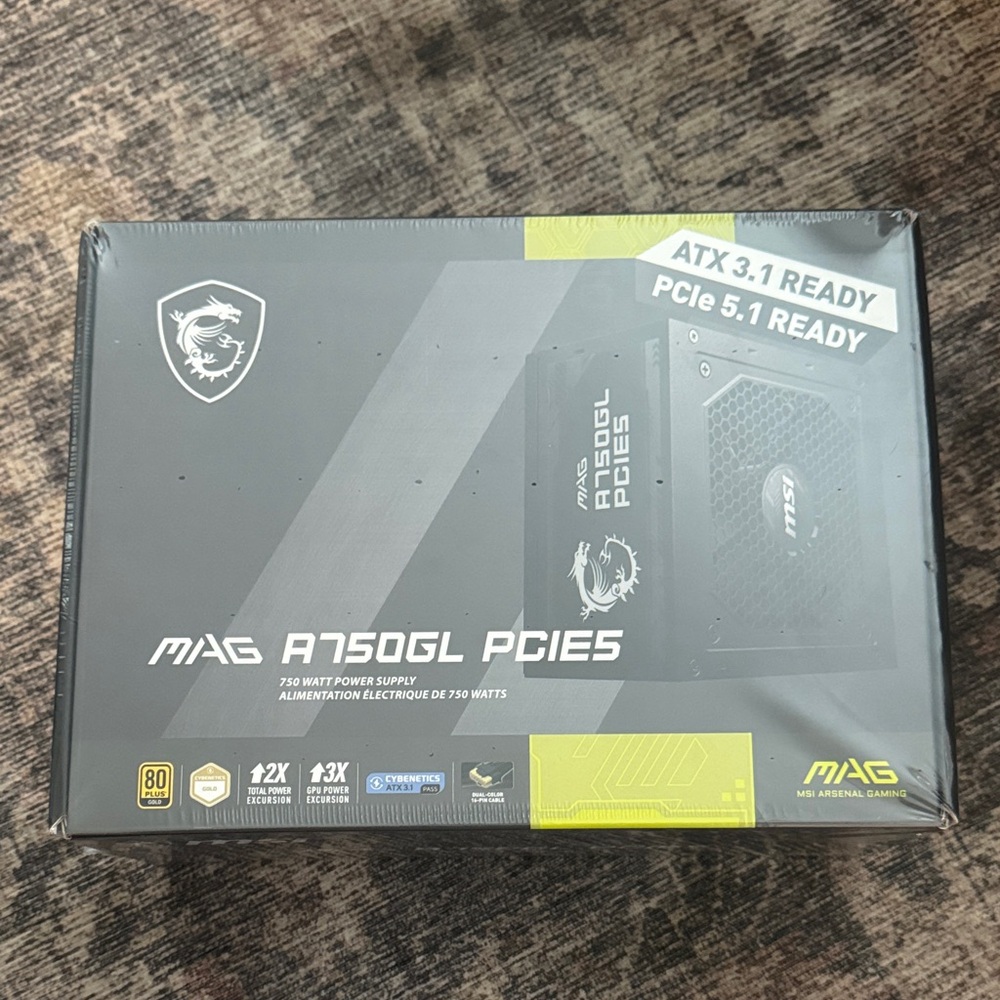 MSI MAG A750GL PCIE5 Power Supply - Black and Green
